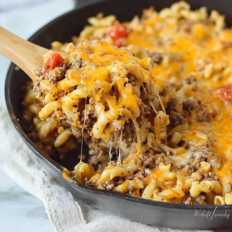 Hearty Cheesy Ground Beef and Macaroni Skillet Recipe