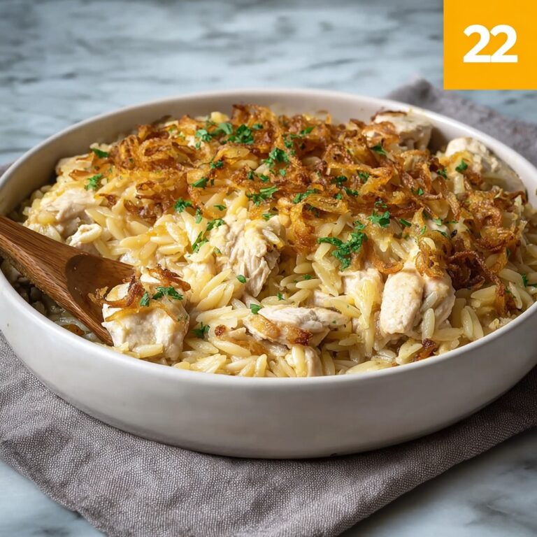 Easy French Onion Chicken Orzo Casserole Recipe